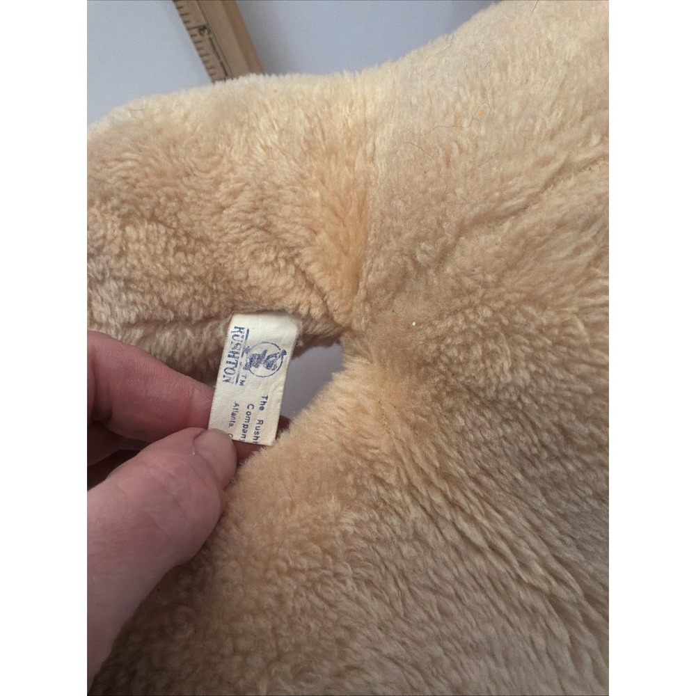 Vintage Rushton Teddy Bear Plush Tan 15" Stuffed Animal Toy Tested Works Musical - Picture 2 of 9